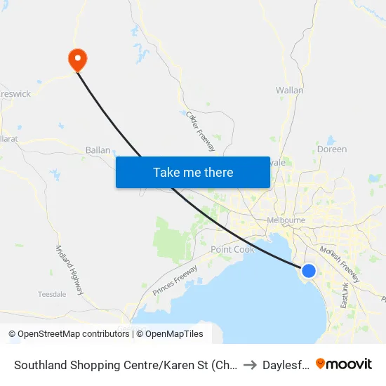 Southland Shopping Centre/Karen St to Daylesford map