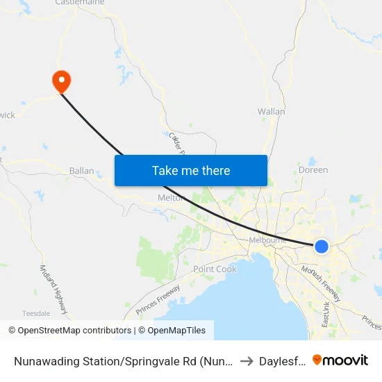 Nunawading Station/Springvale Rd to Daylesford map