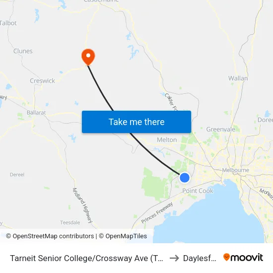 Tarneit Senior College/Crossway Ave to Daylesford map