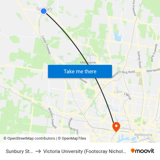 Sunbury Station to Victoria University (Footscray Nicholson Campus) map