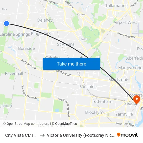 City Vista Ct/Taylors Rd to Victoria University (Footscray Nicholson Campus) map