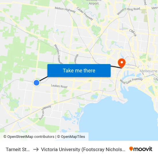 Tarneit Station to Victoria University (Footscray Nicholson Campus) map