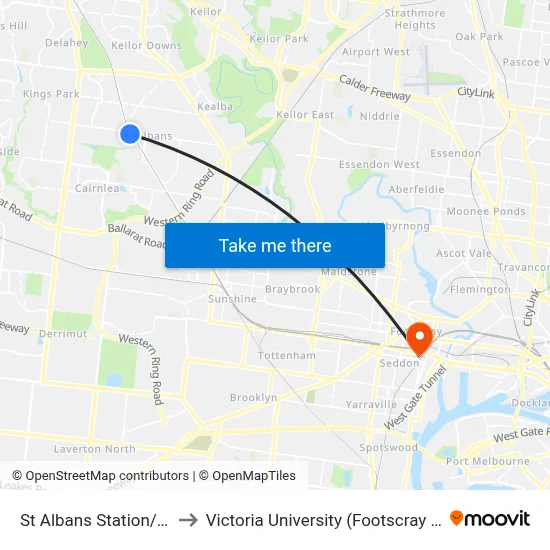 St Albans Station/Mckechnie St to Victoria University (Footscray Nicholson Campus) map