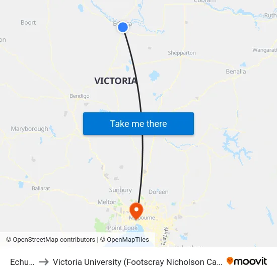 Echuca to Victoria University (Footscray Nicholson Campus) map