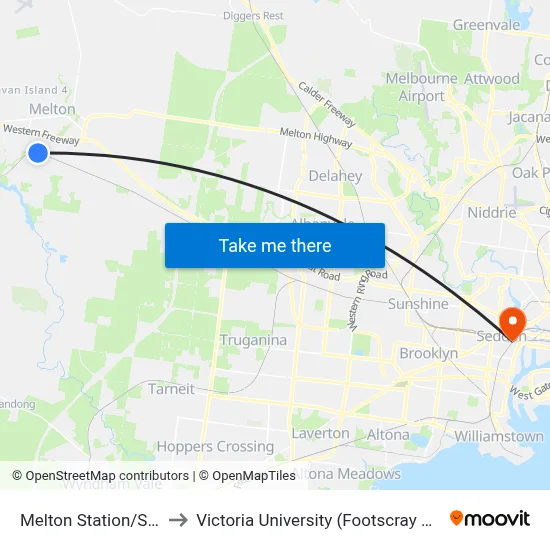 Melton Station/Staughton St to Victoria University (Footscray Nicholson Campus) map
