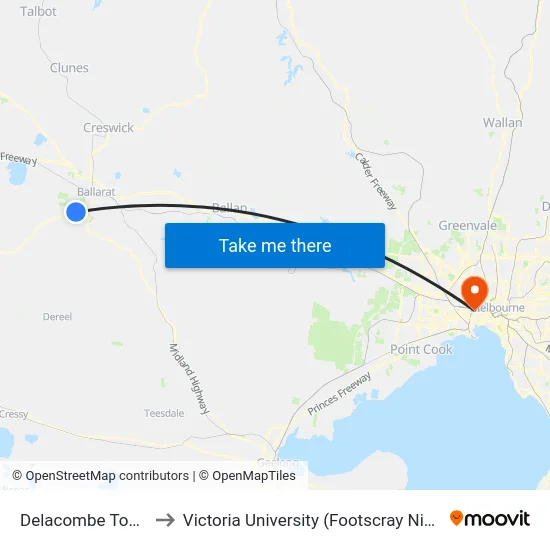 Delacombe Town Centre to Victoria University (Footscray Nicholson Campus) map
