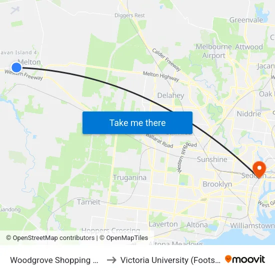 Woodgrove Shopping Centre/High St to Victoria University (Footscray Nicholson Campus) map