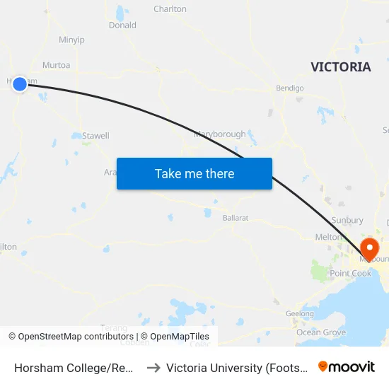 Horsham College/Remlaw Bus Interchange to Victoria University (Footscray Nicholson Campus) map