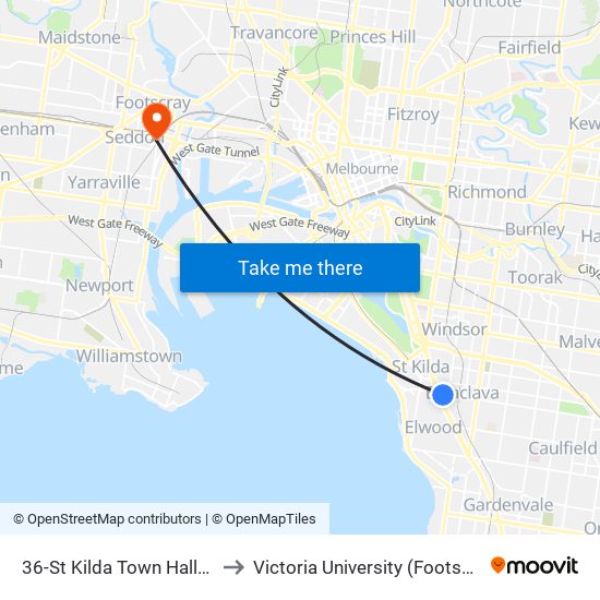 36-St Kilda Town Hall/Carlisle St (St Kilda) to Victoria University (Footscray Nicholson Campus) map