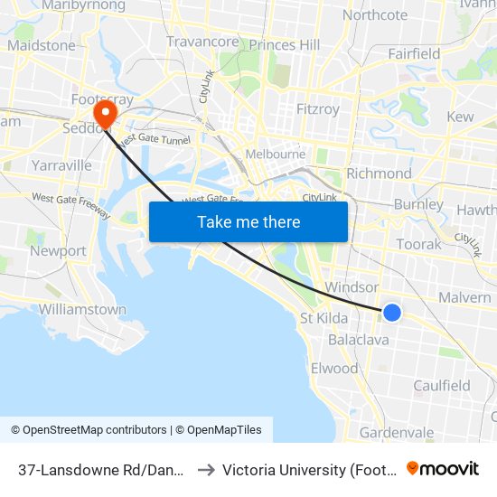 37-Lansdowne Rd/Dandenong Rd (St Kilda East) to Victoria University (Footscray Nicholson Campus) map