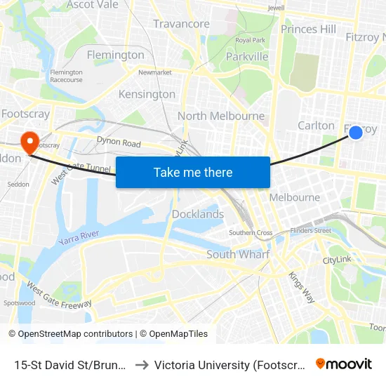 St David St/Brunswick St #15 to Victoria University (Footscray Nicholson Campus) map