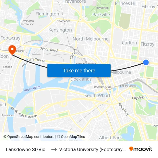 Lansdowne St/Victoria Pde #13 to Victoria University (Footscray Nicholson Campus) map