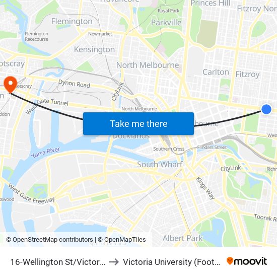 16-Wellington St/Victoria Pde (East Melbourne) to Victoria University (Footscray Nicholson Campus) map