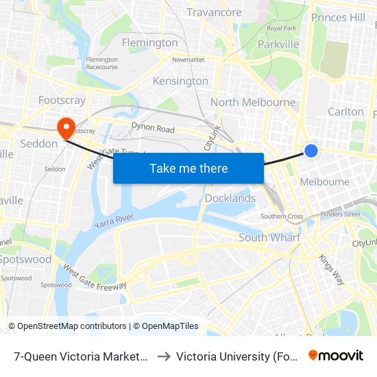 7-Queen Victoria Market/Elizabeth St (Melbourne City) to Victoria University (Footscray Nicholson Campus) map