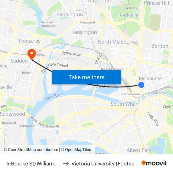 5-Bourke St/William St (Melbourne City) to Victoria University (Footscray Nicholson Campus) map