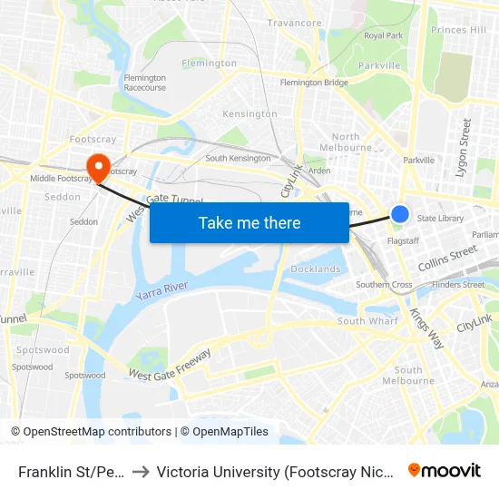 Franklin St/Peel St #8 to Victoria University (Footscray Nicholson Campus) map
