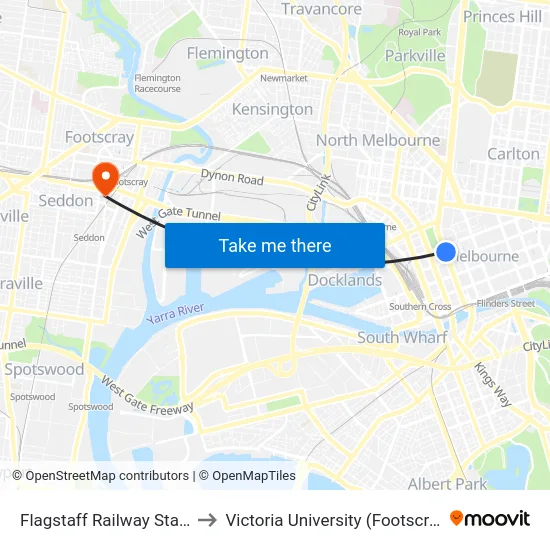 Flagstaff Railway Station/William St #7 to Victoria University (Footscray Nicholson Campus) map