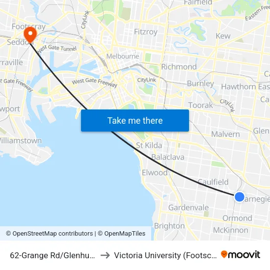 Grange Rd/Glenhuntly Rd #62 to Victoria University (Footscray Nicholson Campus) map