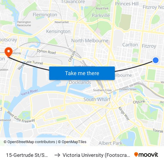 15-Gertrude St/Smith St (Fitzroy) to Victoria University (Footscray Nicholson Campus) map