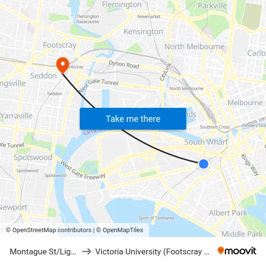 Montague St/Light Rail #126 to Victoria University (Footscray Nicholson Campus) map