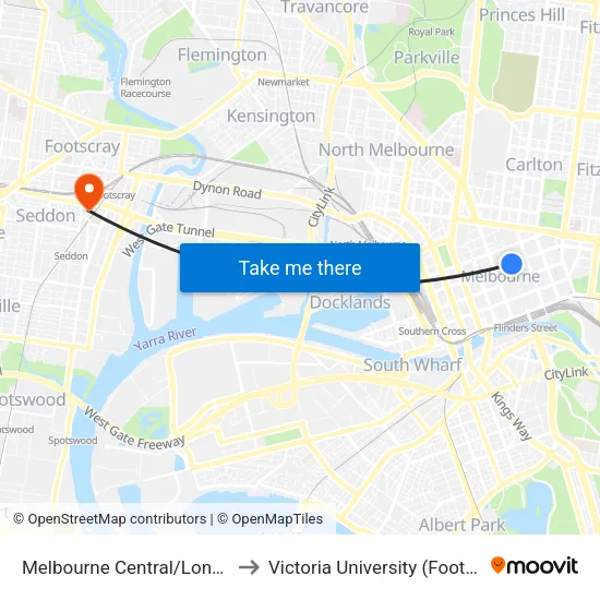 Melbourne Central/Lonsdale St to Victoria University (Footscray Nicholson Campus) map