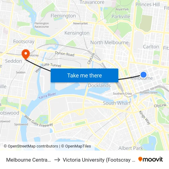 Melbourne Central/Lonsdale St to Victoria University (Footscray Nicholson Campus) map