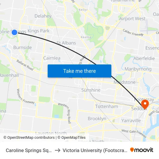 Caroline Springs Square Sc/Main St to Victoria University (Footscray Nicholson Campus) map