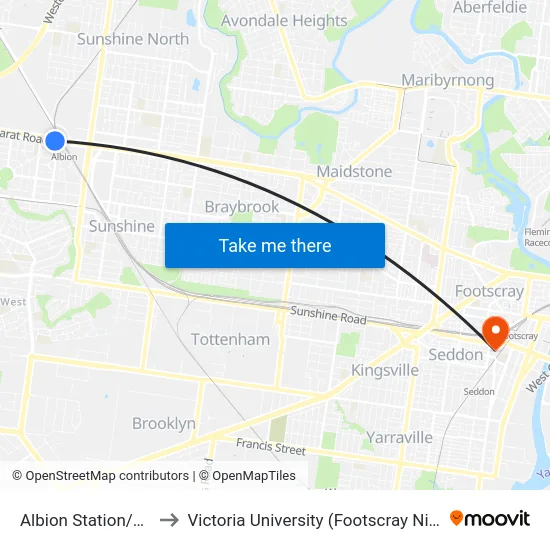 Albion Station/Ballarat Rd to Victoria University (Footscray Nicholson Campus) map