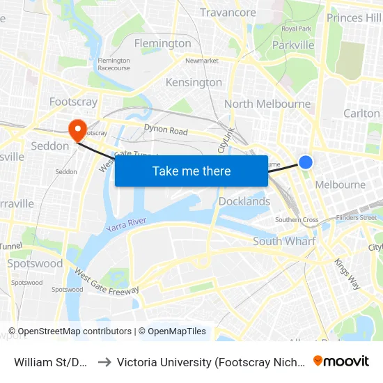 William St/Dudley St to Victoria University (Footscray Nicholson Campus) map