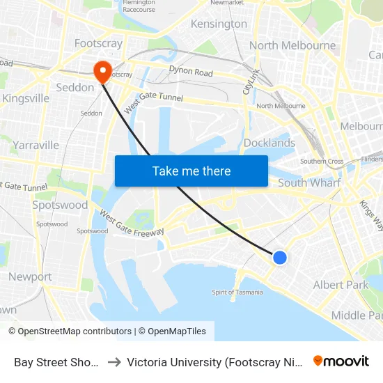 Bay Street Shops/Bay St to Victoria University (Footscray Nicholson Campus) map