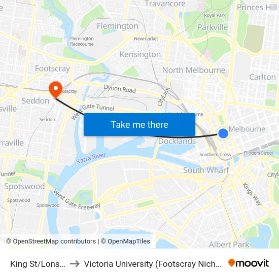 King St/Lonsdale St to Victoria University (Footscray Nicholson Campus) map