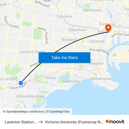 Laverton Station/Maher Rd to Victoria University (Footscray Nicholson Campus) map