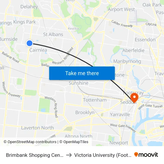 Brimbank Shopping Centre/Station Rd to Victoria University (Footscray Nicholson Campus) map