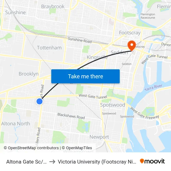 Altona Gate Sc/Duosa Rd to Victoria University (Footscray Nicholson Campus) map