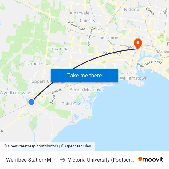 Werribee Station/Manly St to Victoria University (Footscray Nicholson Campus) map