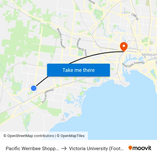 Pacific Werribee Shopping Centre/Derrimut Rd to Victoria University (Footscray Nicholson Campus) map