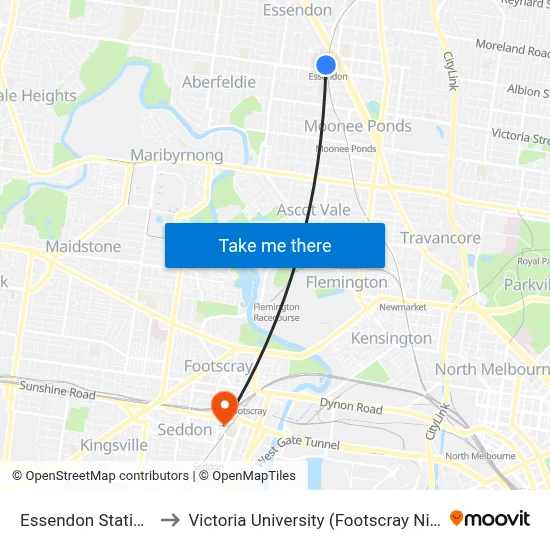 Essendon Station/Rose St to Victoria University (Footscray Nicholson Campus) map