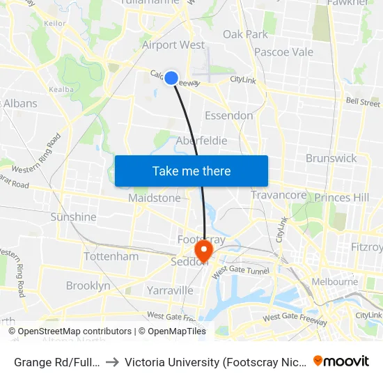 Grange Rd/Fullarton Rd to Victoria University (Footscray Nicholson Campus) map