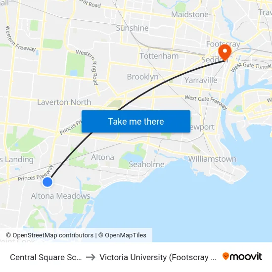 Central Square Sc/Central Ave to Victoria University (Footscray Nicholson Campus) map