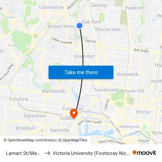 Lamart St/Mascoma St to Victoria University (Footscray Nicholson Campus) map