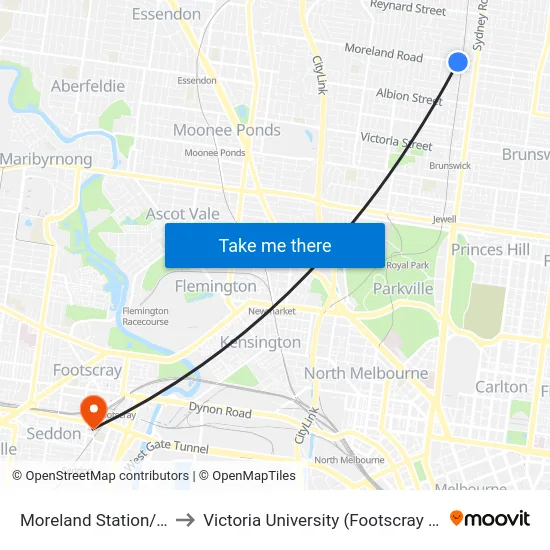 Moreland Station/Moreland Rd to Victoria University (Footscray Nicholson Campus) map