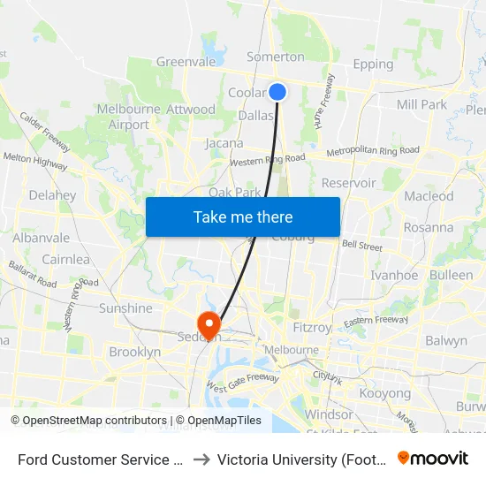 Ford Customer Service Division/1743 Sydney Rd to Victoria University (Footscray Nicholson Campus) map