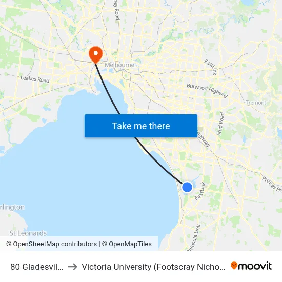 80 Gladesville Bvd to Victoria University (Footscray Nicholson Campus) map