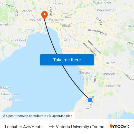 Lochaber Ave/Heatherhill Rd to Victoria University (Footscray Nicholson Campus) map
