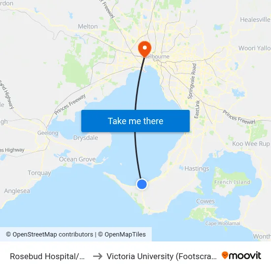 Rosebud Hospital/Point Nepean Rd to Victoria University (Footscray Nicholson Campus) map