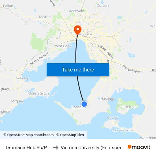 Dromana Hub Sc/Point Nepean Rd to Victoria University (Footscray Nicholson Campus) map