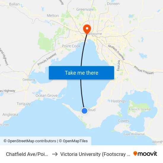 Chatfield Ave/Point Nepean Rd to Victoria University (Footscray Nicholson Campus) map