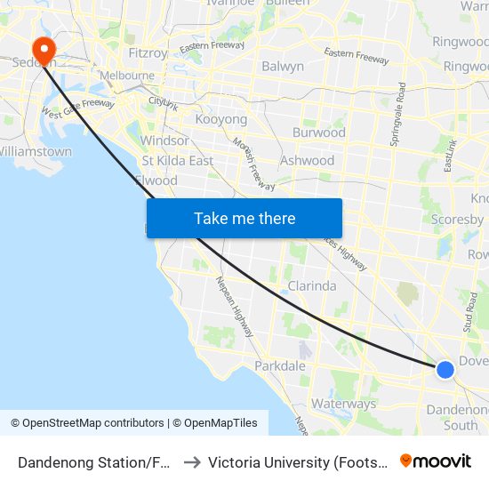 Dandenong Station/Foster St (Dandenong) to Victoria University (Footscray Nicholson Campus) map