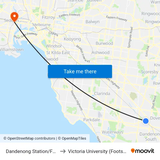 Dandenong Station/Foster St to Victoria University (Footscray Nicholson Campus) map