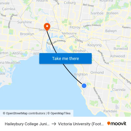 Haileybury College Junior School/118 South Rd to Victoria University (Footscray Nicholson Campus) map
